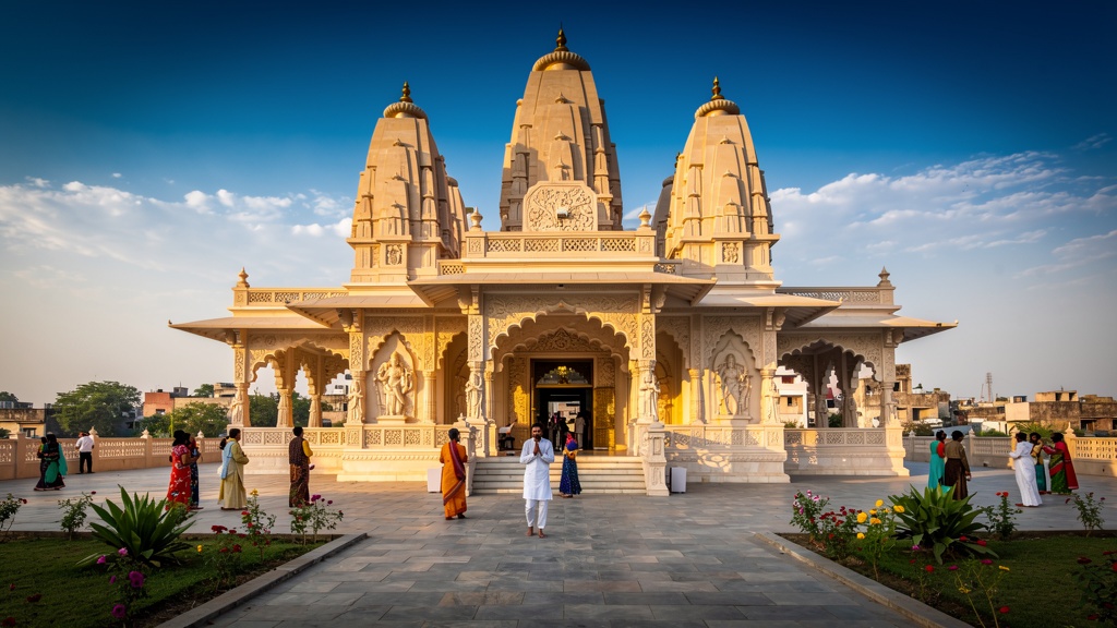 Laxmi Narayan Temple with ornate Hindu architectural carvings